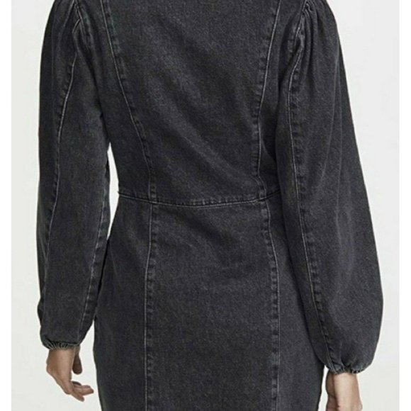 Free People Long Denim Jacket Slim Fitted Distress *flaw* - Picture 2 of 4